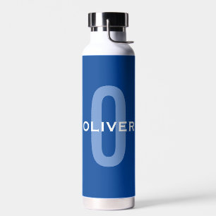 Bouteille D'eau Monogramme personnalisé Nom bleu blanc