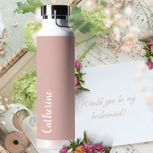 Bouteille D'eau monogramme personnalisé, rose clair avec monogramm