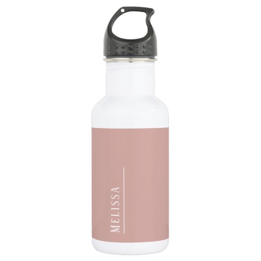 Bouteille D'eau monogramme personnalisé, rose vif moderne (Devant)
