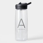 Bouteille D'eau Monogramme personnalisé simple et moderne<br><div class="desc">Monogramme initial simple et moderne personnalisé et nom sur une bouteille d'eau en plastique clair imprimé dans un nom sobre et élégant,  à l'allure professionnelle parfait pour les garçons,  les ados,  et les personnes qui aiment les designs plus subtils.</div>