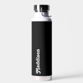 Bouteille D'eau monogramme personnalisé, typographie rétro noire (Gauche)