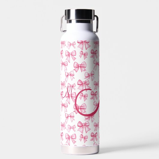 Bouteille D'eau Monogramme Pink Bow Coquette esthétique Preppy ten (Avant)