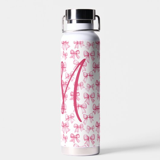 Bouteille D'eau Monogramme Pink Bow Coquette esthétique Preppy ten (Arrière)