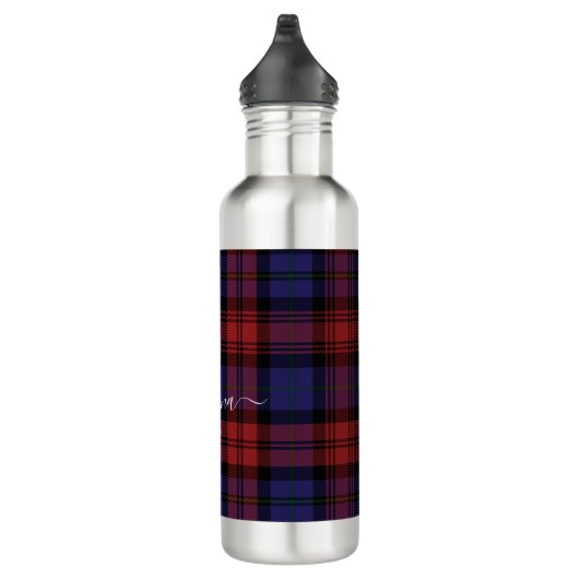 Bouteille D'eau Monogramme Plaid Script Tartan Rustique (Droite)