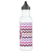 Bouteille D'eau Monogramme pourpre de zigzag de Chevron de prune (Droite)