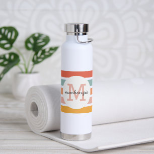 Bouteille D'eau Monogramme Retro Grandes Colorées Personnalisées