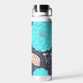 Bouteille D'eau Monogramme rose Motif moderne Big Blue Flower (Arrière)