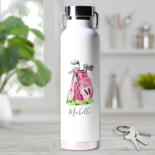 Bouteille D'eau Monogramme Rose Nom de Golf