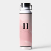 Bouteille D'eau Monogramme rose pâle simple (Arrière)