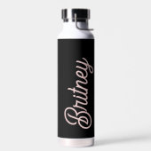 Bouteille D'eau Monogramme rose roux noir moderne Nom (Gauche)