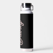 Bouteille D'eau Monogramme rose roux noir moderne Nom (Arrière)