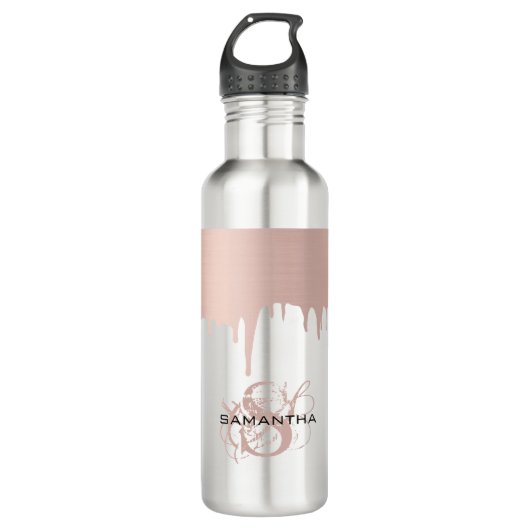 Bouteille D'eau Monogramme Rose tendance Pink Gold (Devant)