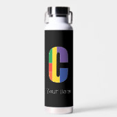 Bouteille D'eau Monogramme rouge jaune pourpre vert initial C (Avant)