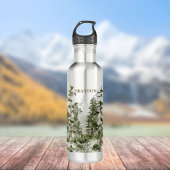 Bouteille D'eau Monogramme Russe Aquarelle Forêt verte