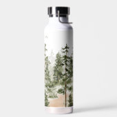 Bouteille D'eau Monogramme Rustique Aquarelle Forêt Verte (Gauche)
