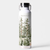 Bouteille D'eau Monogramme Rustique Aquarelle Forêt Verte (Avant)