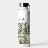 Bouteille D'eau Monogramme Rustique Aquarelle Forêt Verte (Arrière)