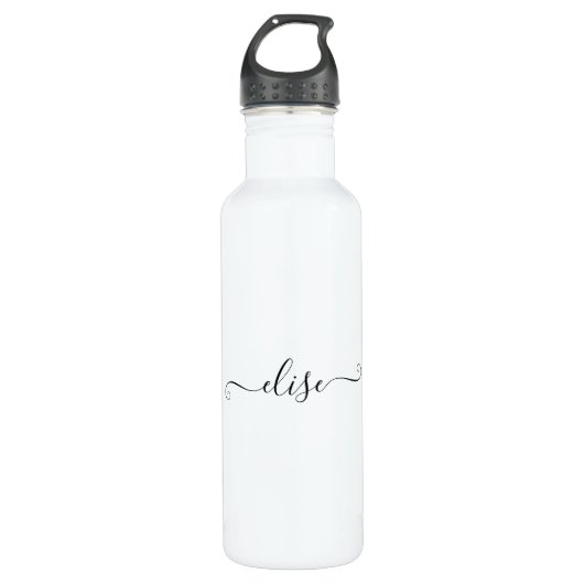 Bouteille D'eau Monogramme Script Calligraphie Nom simple (Devant)