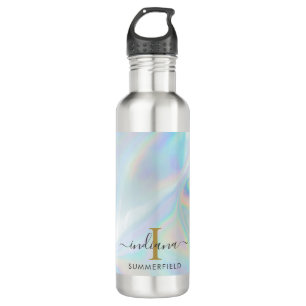 Bouteille D'eau Monogramme Script initial Holographe moderne
