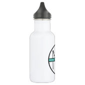 Bouteille D'eau Monogramme | Simple Elegant Noir & Bleu Nom person (Gauche)