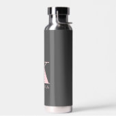 Bouteille D'eau Monogramme simple rose vif sur gris charbon (Gauche)