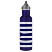 Bouteille D'eau Monogramme sur Navy Bleu & Blanc rayé (Droite)