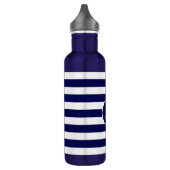 Bouteille D'eau Monogramme sur Navy Bleu & Blanc rayé (Gauche)