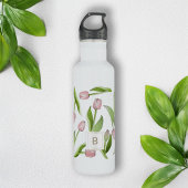 Bouteille D'eau Monogramme Tulipe rose moderne