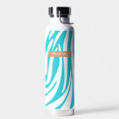 Bouteille D'eau Monogramme Turquoise rayé Zèbre motif tendance (Gauche)