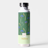 Bouteille D'eau Monogramme vert Fleur sauvage floral (Gauche)