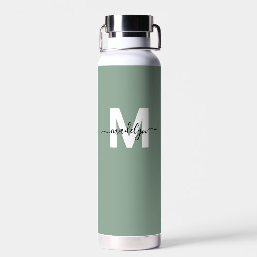 Bouteille D'eau Monogramme vert moderne (Arrière)