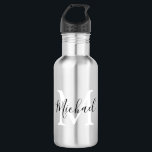 Bouteille D'eau Monogrammes Personnalisés Enfants Retournés À L'Éc<br><div class="desc">Renvoyez vos enfants à l'école avec style, avec ces bouteilles d'eau monogrammes design. Parfait pour les excursions dans le parc, la plage, les sports et les pique-niques. La bouteille contient votre nom et votre initiale enfants, tous les styles de police, la taille et la couleur du texte peuvent être modifiés...</div>