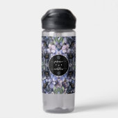 Bouteille D'eau Moody Black Floral Classic Couple Names Wedding (Arrière)