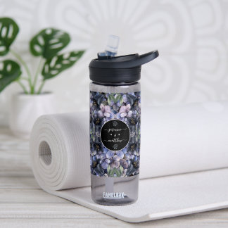 Bouteille D'eau Moody Black Floral Classic Couple Names Wedding