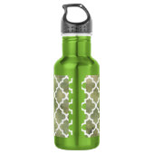 Bouteille D'eau Moroccan Tile Trellis Patterm on Moss Green Marble (Dos)