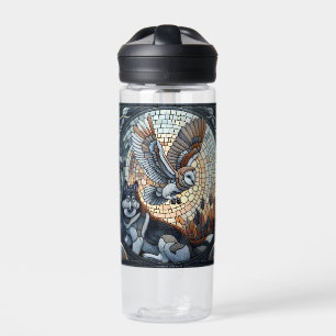 Bouteille D'eau Mosaïque de hibou et de loup Nature Art IA Personn
