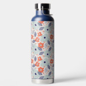 Bouteille D'eau Motif à fleurs moderne orange et bleu (Droite)