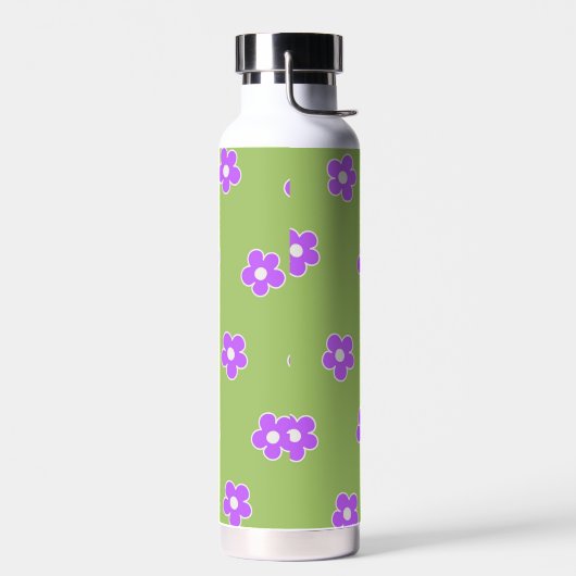 Bouteille D'eau Motif à fleurs vert violet rétro Y2K (Gauche)