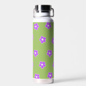Bouteille D'eau Motif à fleurs vert violet rétro Y2K (Arrière)