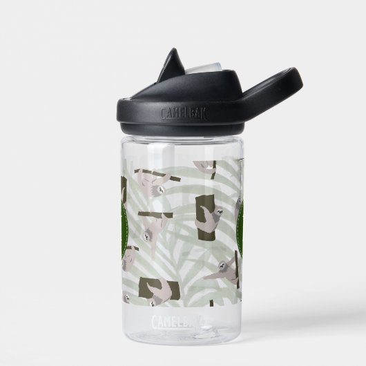 Bouteille D'eau Motif animal mignon en forêt sauvage Monogramme (Gauche)