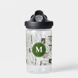 Bouteille D'eau Motif animal mignon en forêt sauvage Monogramme