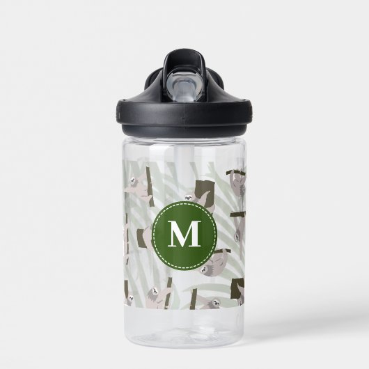 Bouteille D'eau Motif animal mignon en forêt sauvage Monogramme (Avant)