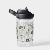 Bouteille D'eau Motif animal mignon en forêt sauvage Monogramme (Arrière Complet)