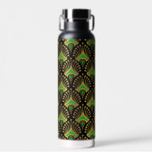Bouteille D'eau Motif Art déco or et vert sur noir (Avant)