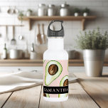 Bouteille D'eau Motif Avocado Rose Et Vert Moderne Avec Nom<br><div class="desc">Motif Avocado Rose Et Vert Moderne Avec Nom</div>