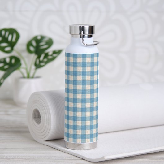 Bouteille D'eau Motif bleu et blanc En vichy (Yoga)