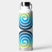 BOUTEILLE D'EAU MOTIF BLEU VERT SPIRALES (Avant)