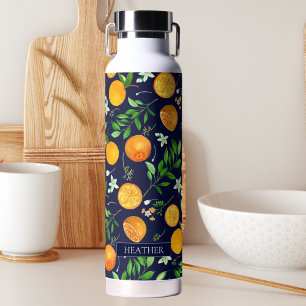Bouteille D'eau Motif botanique floral d'été aux agrumes orange