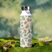Motif botanique vintage avec papillons et abeille