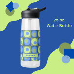 Bouteille D'eau Motif Carré personnalisé bleu vert<br><div class="desc">Bouteille d'eau Motif géométrique Carré bleu vert avec un endroit pour ajouter votre nom. A l'origine, il a été conçu pour une collection mariage que j'ai. J'ai tellement aimé le motif que je pensais que ce serait génial sur une variété d'articles. Je pense qu'il fait une bouteille d'eau personnalisée amusante....</div>